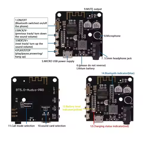 A86P-BT5.0 Audio Pro Receiver MP3 Bluetooth Decoder Lossless Car Speaker Audio Amplifier Board Modul