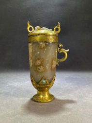 鎏金嵌玉杯，品相規格如圖，好藏品勿錯過。