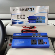 2KW Blue multi-row socket car inverter aluminum alloy casing12V Turn220V 2Display Screen4USB Mouth