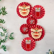 SET of 6 disposable paper fans to decorate walls, homes, andCNYs.