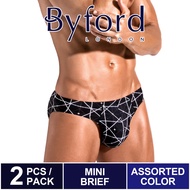 boxer lelaki (2 Pcs) Byford Men Brief Nylon Spandex Men Underwear Assorted Colours - BUB666M