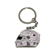 F1 Driver Metal Helmet Keychain Zinc Alloy Material Front 3D Texture Back Driver Number Logo Design