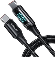 Mcdodo USB C Cable Type C Fast Charging Cable 4ft with Digital Wattage Meter 100W Nylon Braided Cord for iPhone 15/15Pro/iPad Pro/MacBookPro2022/Samsung S23,Note 9,A11 A20 A51,LG G6G7 V30 35,Moto Z2 3