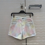 Y1OK Summer Rainbow Ice Cream High-Waist Denim Shorts