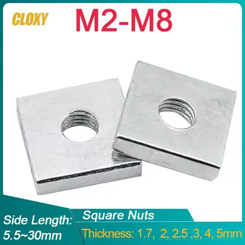 5~ 50Pcs M2 M3 M4 M5 M6 M8 Zinc Plated Carbon Steel Thin Square Nuts Slider Block for Aluminum Profi