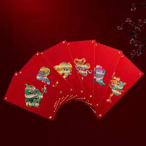 5/6/8pcs New Year Blessing Paper Red Envelope Traditional Folding Red Packet Thickened Creative Luck