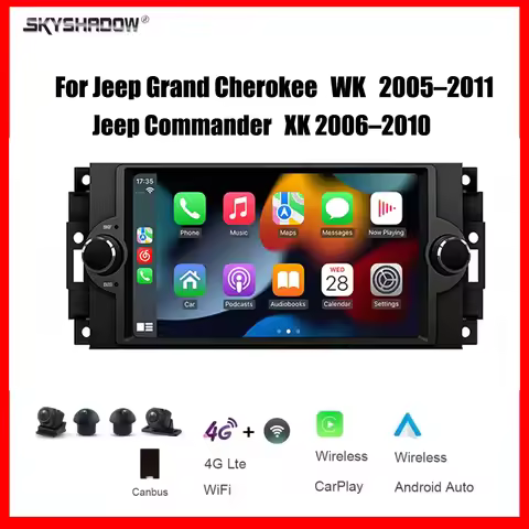 7" CarPlay Android 15 Car multimedia player 4G GPS Navigation car radio For Jeep Grand Cherokee WK 2
