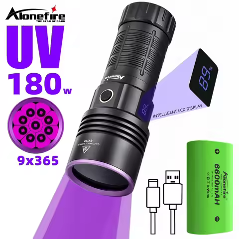 180W 365nm Ultraviolet UV Flashlight 9Core Black Mirror Purple Light Wood's UV Pet Urine Tinea Ore I