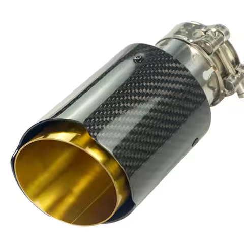 Car Universal Straight Edge Glossy Carbon Fiber Gold Pipe Exhaust Muffler Tip Exhaust End Pipe Tail