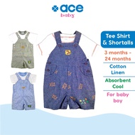 ACE BABY Tee and Shortalls 2pcs Set (3 months - 24 months) Baby Boy Cute Tee and Jumpers Jumpsuits 1