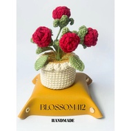 Crochet rose pot,Rose flower crochet ,Rose flower crochet,Crochet Plants,Teacher's Day Graduation Gi
