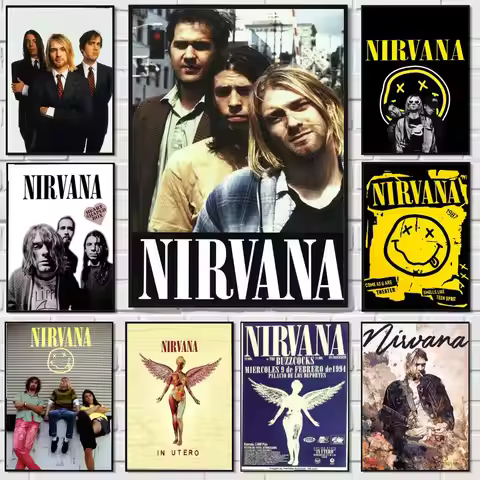 A-N-Nirvana-Rock Band Painting Calligraphy Canvas Poster: Crease Free Waterproof Durable All Space W