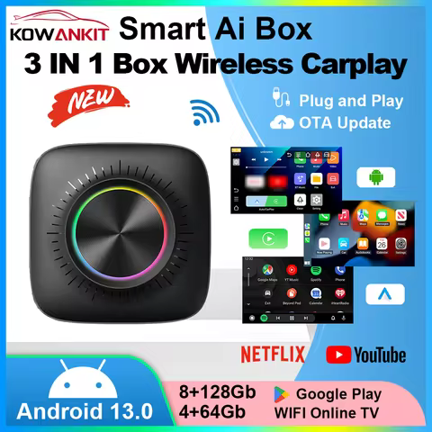 KowanKit CarPlay Ai Box Android 13 8G+128G SM6115 8 Cores Smart Android TV Box Plug & Play Wireless 