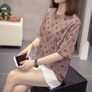 2024 Summer New Fashion Personality Print Short Sleeve T-shirt Womens Premium Loose Short Sleeve Age