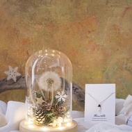 蒲公英聖誕鐘罩夜燈 + 925純銀雪人耳環/項鍊