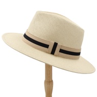 Fashion Women Men Straw Sun Hat With Wide Brim Panama Hat For Beach Fedora Jazz Hat Size 56-58CM