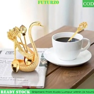 FUTURZO Swan Spoons, Creative with 6 Spoons Swan Base Stand Spoons, Elegant Stirring Mixing Table De