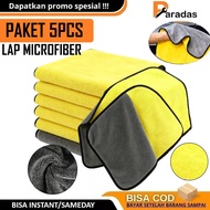 Microfiber Cleaning Cloth, 5 pcs 30x30cm, 2 Sides | Multipurpose Car, Motorcycle, and Kitchen Cleani