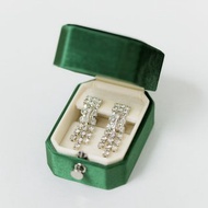 絲絨飾品盒 - 長橢圓形八角鎖 - 手工復古風格耳環盒