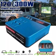 QINJUE 1Pcs Battery Inverter, 18V 20V To 220V Multifunctional Smart Transformer, Dual Plug 120W Hous