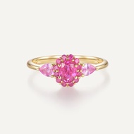 紅粉佳人藍寶石鑽石天然石剛玉彩色寶石18k金戒指紅寶石戒指