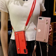 Card holder Case For iPhone 13 pro max With Cross-Body Strap lanyard Iphone 16 pro max Mobile Phone 