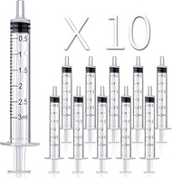 Pack of 10 3 ml/3 cc syringe without needle for crafts, pet feeding, industry and science (3 ml)