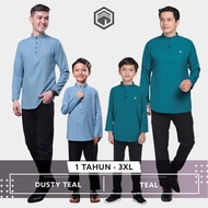 Iqrac Kurta BILAL :  Sedondon Anak Dan Ayah (DUSTY TEAL | TEAL) BUDAK & DEWASA LELAKI