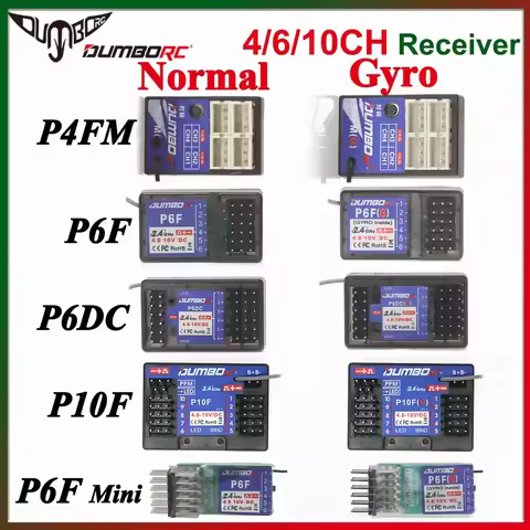 DUMBORC P6DC P10F P4FMG P6FG Mini 4CH 6CH 10CH 10 Channel Gyro Receiver Voltage Return for X4 X6 DDF
