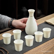Q🍅Ceramic White Jade Household Jug Half a Catty Package Liquor Divider Wine Cup Japanese Rice Wine Liquor Glass Liquor W