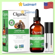 Castor Oil Cliganic 100% Pure Organic Castor Oil Castor Oil For Skin, Hair, Eyelashes, Eyebrows 120ml Bottle [Us Product]