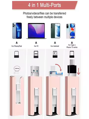 New 4in1 OTG 512GB256GB For Iphone USB 3.0 Flash Drive 2TB 1t Android Type-c Pen Drive Mobile Micro 