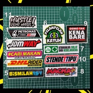 STICKER MOTOR JOMWAY PETRONAS KENA BARECARI MAKAN DHL RIDER MACHA BUSMILAH /MK02