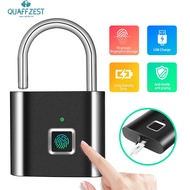 Security Door Lock Smart Keyless USB Rechargeable Fingerprint Padlock For Locker Sports School Zinc alloy Metal App Lock
