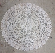 White wash round mandala wood carving 120 x 120 cm wall art decor wooden carve wooden square panel w