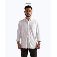 KEMEJA Broodis Pique Shirt GENTLY White Long Sleeve - Pique White, S