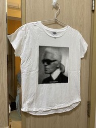 KARL Lagerfeld portrait white Tee 白色人像前短後長T-恤 14Y