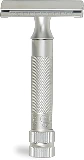 MERKUR Safety Razor 34C Compact Handle Matte Chrome Three-Piece Razor with Straight Cut Closed Comb 