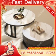 ⚡ Sintered Stone Coffee Table Round Coffee Table Nordic Side Table Living Room Minimalist Marble Cof