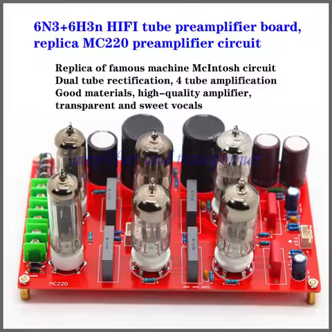 6N3+6H3n HIFI tube preamplifier board, replica of MC220 preamplifier circuit. Magnification: 6 times
