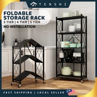 Foldable Storage Rack With Wheels Rak Dapur Serbaguna Kitchen Microwave Oven Rack Kabinet Dapur Dapu