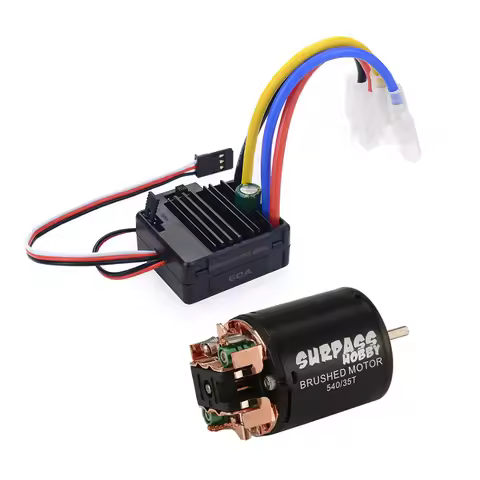 RC 540 80T 13T 17T 21T 27T 35T 45T 55T Brushed Motor & WP-1060-RTR 60A Waterproof ESC for RC Car Roc