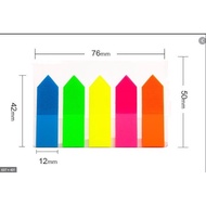 Set of 5 colors of luminous arrow sticky notes, diary sticky notes, plastic sticky notes