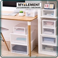 Myelement 13L/24L Multipurpose Wardrobe Clothes Stackable Plastic Storage Box Drawer Storage Box Und