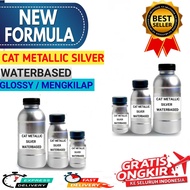 cat silver metalik waterbased glossy 250ml cat tembok warna silver mengkilap