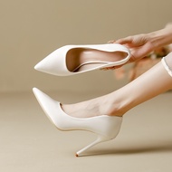 Quality Women's Shoes High Heels Women's Stiletto Heel Early Spring White Professional Pointed Toe D