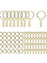 110 件/套鑰匙圈材料套件,包括開口環、鑰匙環、龍蝦扣、跳環和用於 Diy 珠寶製作的眼別針