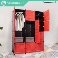 Furniture Direct 3D Cube Wardrobe Storage Cabinet-Black/ Red
