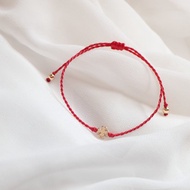 幸運草紅繩丨14K包金 蠟線 平安 招財 招桃花 手環-紅色 多色客製
