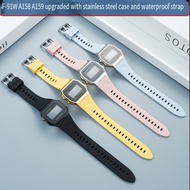 Metal Watch Case & Silicone Strap Mod Kit for Casio 593 F-91W A158W A158WE A159W